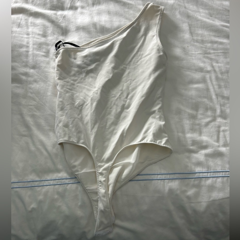 Free People Cream One-Shoulder Bodysuit